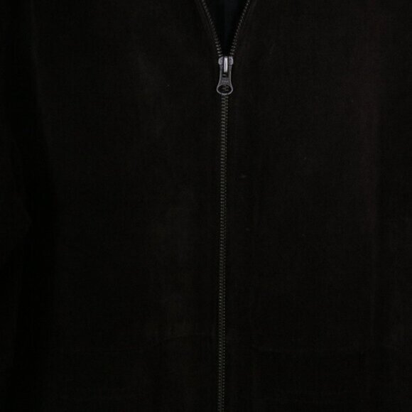 Vintage Y2K 2001 Old Navy Mens Chocolate Brown Suede Jacket Large Bomber Grunge - Picture 8 of 9